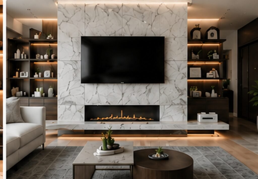 Marble Fireplace TV